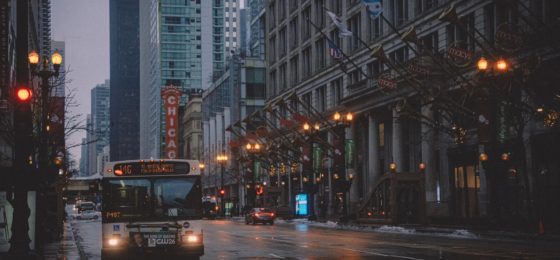 Chicago bus causing pedestrian accident