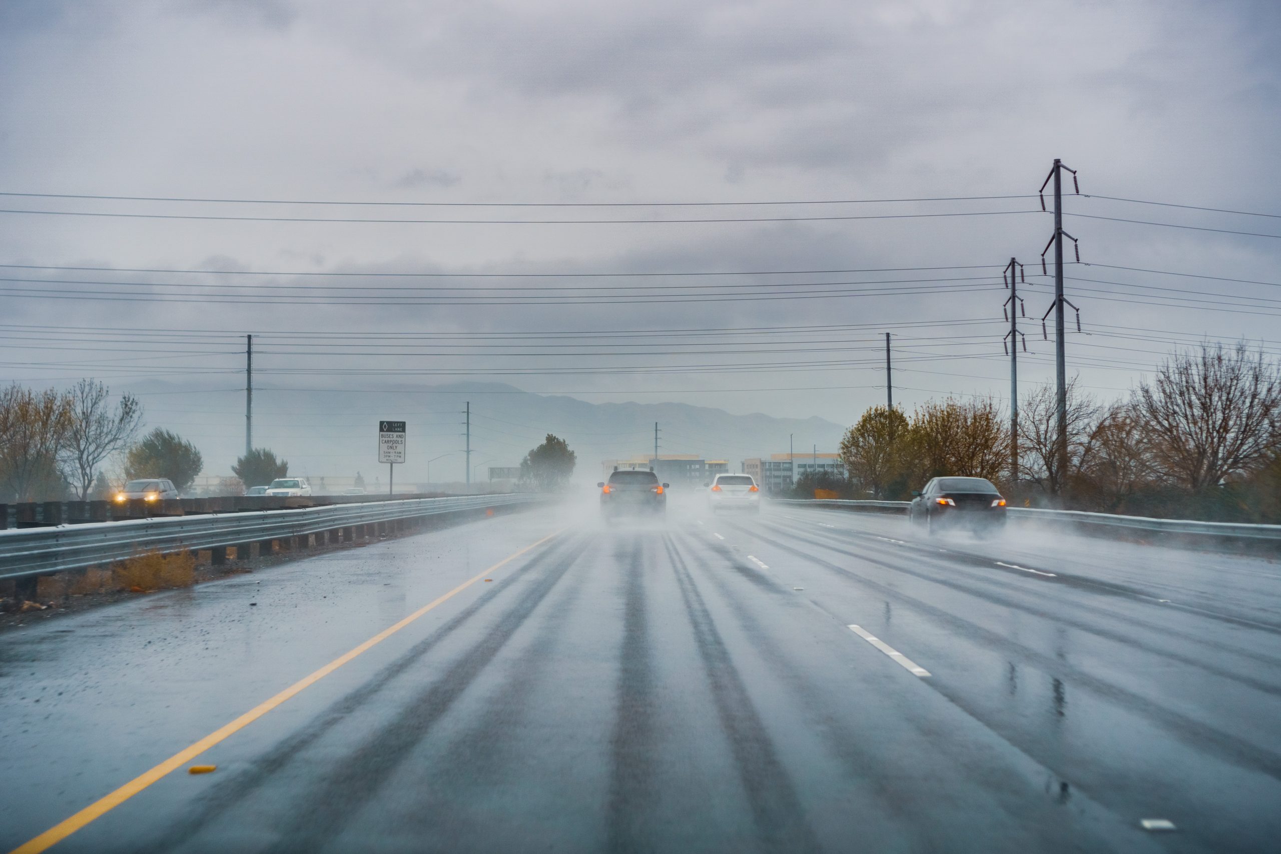 Chicago highway during a rainstorm