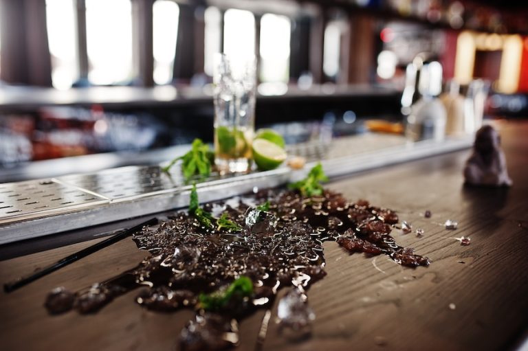 spilled drink at a chicago bar