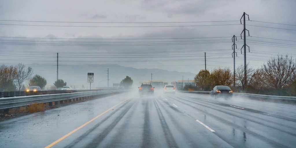 Chicago highway during a rainstorm